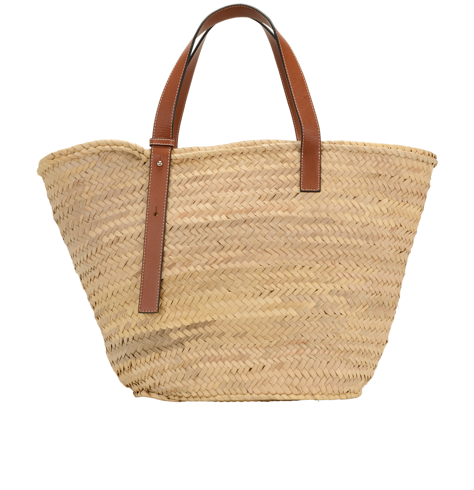 Medium Basket Bag, &pound;350, Handbags, Beige/Brown, Raffia, Back view